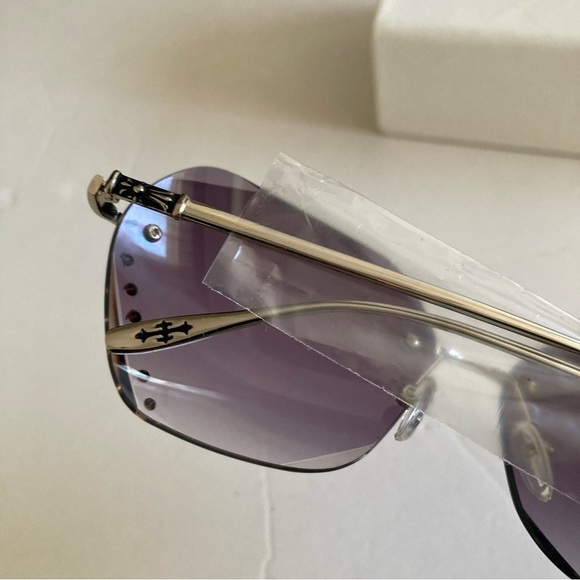 New Diamond Shape Y2K Sunglasses Gems Purple Glass Silver Frame - Picture 2 of 5